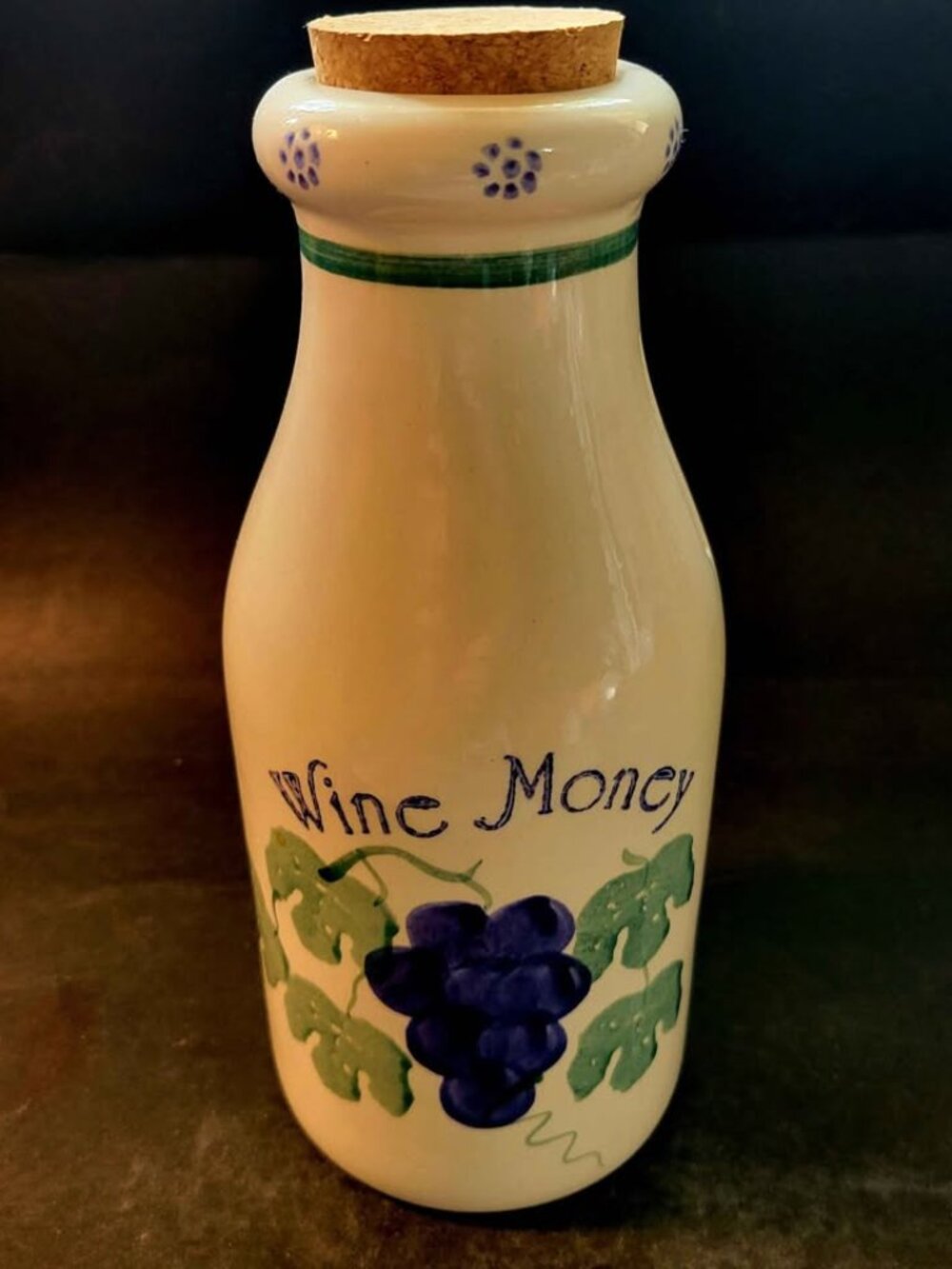 Vintage "Wine Money" Ceramic Coin Bank Made By The Crock Shop In Santa Ana, Cali